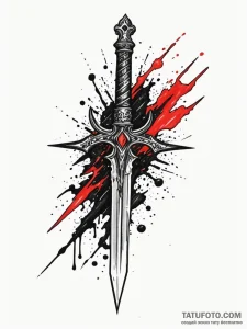 Dagger melting beneath stars, concept art for... - эскиз тату (№1752267437_0, 11.07.2025 20:57) — Tatufoto.com