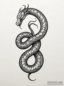Ashen serpent with glowing scars, tattoo line... - эскиз тату (№1752267520_0, 11.07.2025 20:58) — Tatufoto.com