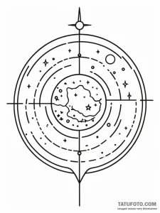 Orb suspended in starlight, tattoo drawing ou... - эскиз тату (№1752267854_0, 11.07.2025 21:04) — Tatufoto.com