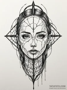 Kintsugi repair on a cracked android face, us... - эскиз тату (№1752268190_0, 11.07.2025 21:09) — Tatufoto.com