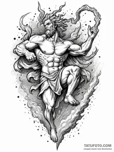 Zeus hurling a thunderbolt from mount olympus... - эскиз тату (№1752268274_0, 11.07.2025 21:11) — Tatufoto.com