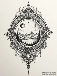 Orb pierced by spectral arrow, artistic tatto... - эскиз тату (№1752268858_0, 11.07.2025 21:20) — Tatufoto.com