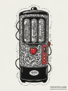 Haunted vending machine dispensing glowing, e... - эскиз тату (№1752268942_0, 11.07.2025 21:22) — Tatufoto.com