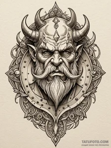 Orcish trinket buried in sand, tattoo flash s... - эскиз тату (№1752269191_0, 11.07.2025 21:26) — Tatufoto.com