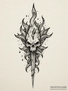 Scepter of stars devouring flame, tattoo flas... - эскиз тату (№1752269443_0, 11.07.2025 21:30) — Tatufoto.com