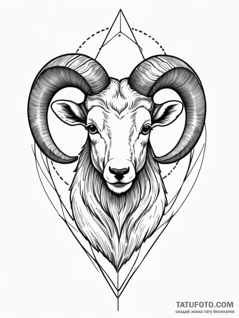 Aries, artistic tattoo sketch, clear image, s… — эскиз тату (№1752269527_0, 11.07.2025 21:32) — Tatufoto.com