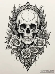 Bone staff crowned with serpent, tattoo sketc... - эскиз тату (№1752269693_0, 11.07.2025 21:34) — Tatufoto.com