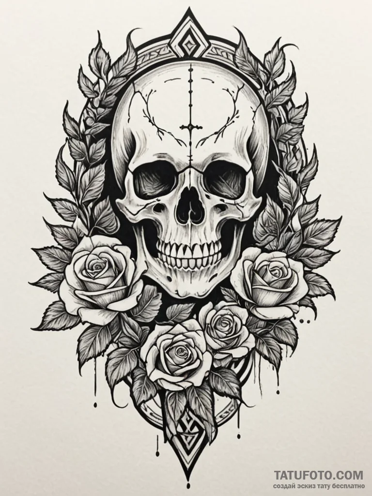 Bone staff crowned with serpent, tattoo sketc… — эскиз тату (№1752269693_0, 11.07.2025 21:34) — Tatufoto.com