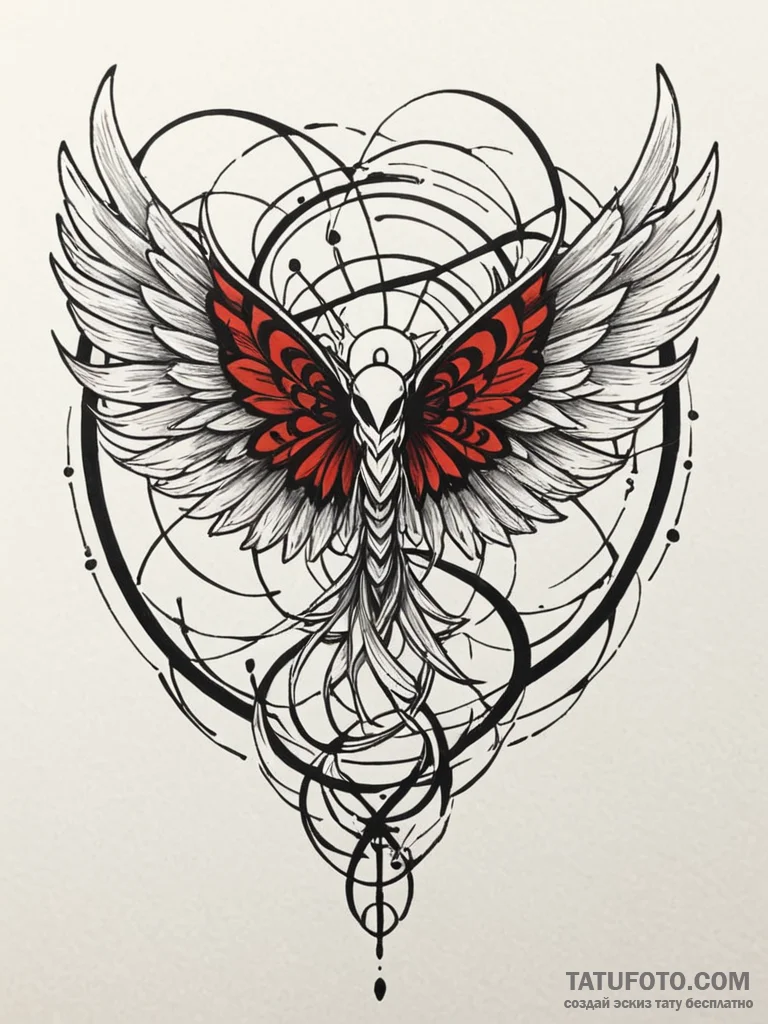 Feathered wings caught in web, tattoo flash s... - эскиз тату (№1752269776_0, 11.07.2025 21:36) — Tatufoto.com