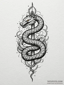 Engraved serpent beneath storm sky, tattoo li... - эскиз тату (№1752269943_0, 11.07.2025 21:39) — Tatufoto.com