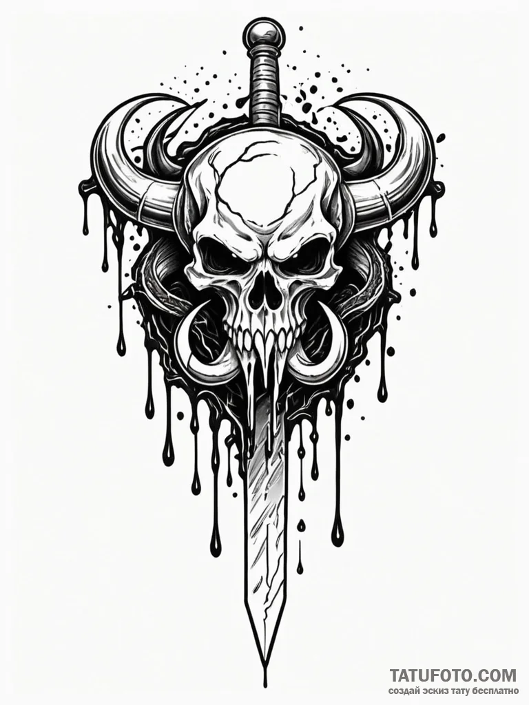 Knife with bone handle dripping venom, artist... - эскиз тату (№1752270110_0, 11.07.2025 21:41) — Tatufoto.com