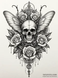 Beetle with mechanical wings, tattoo line art... - эскиз тату (№1752270277_0, 11.07.2025 21:44) — Tatufoto.com