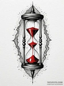 Cracked hourglass spilling ash, ink illustrat... - эскиз тату (№1752270694_0, 11.07.2025 21:51) — Tatufoto.com