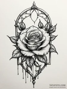 Forgotten rose beneath spectral gate, tattoo... - эскиз тату (№1752270944_0, 11.07.2025 21:55) — Tatufoto.com