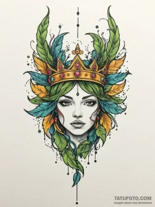 Feathered relic crowned with ivy, tattoo sket... - эскиз тату (№1752271362_0, 11.07.2025 22:02) — Tatufoto.com