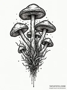 Bioluminescent fungi, tattoo drawing outline,... - эскиз тату (№1752271697_0, 11.07.2025 22:08) — Tatufoto.com