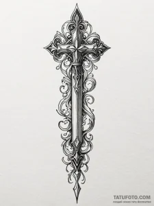 Arabesque dagger with ornate handle, tattoo l... - эскиз тату (№1752271780_0, 11.07.2025 22:09) — Tatufoto.com
