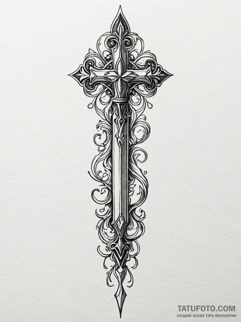 Arabesque dagger with ornate handle, tattoo l… — эскиз тату (№1752271780_0, 11.07.2025 22:09) — Tatufoto.com