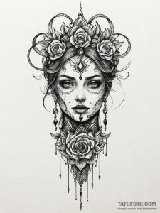 D, artistic tattoo sketch, moderately detaile... - эскиз тату (№1752271864_0, 11.07.2025 22:11) — Tatufoto.com
