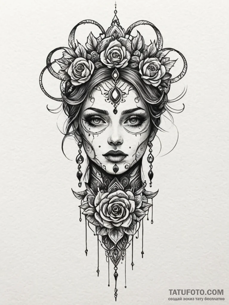 D, artistic tattoo sketch, moderately detaile… — эскиз тату (№1752271864_0, 11.07.2025 22:11) — Tatufoto.com