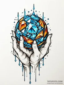 Clawed gauntlet crushing crystal orb, artisti... - эскиз тату (№1752272030_0, 11.07.2025 22:13) — Tatufoto.com