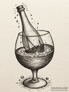Krater spilling celestial wine, artistic tatt... - эскиз тату (№1752272114_0, 11.07.2025 22:15) — Tatufoto.com