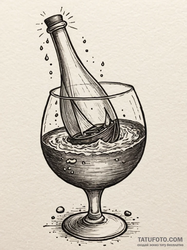 Krater spilling celestial wine, artistic tatt… — эскиз тату (№1752272114_0, 11.07.2025 22:15) — Tatufoto.com