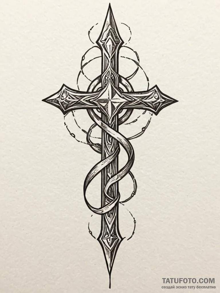 Kris dagger with glowing runes, tattoo line a… — эскиз тату (№1752272198_0, 11.07.2025 22:16) — Tatufoto.com