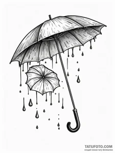 Umbrella, open, shielding from rain, ink illu... - эскиз тату (№1752273029_0, 11.07.2025 22:30) — Tatufoto.com