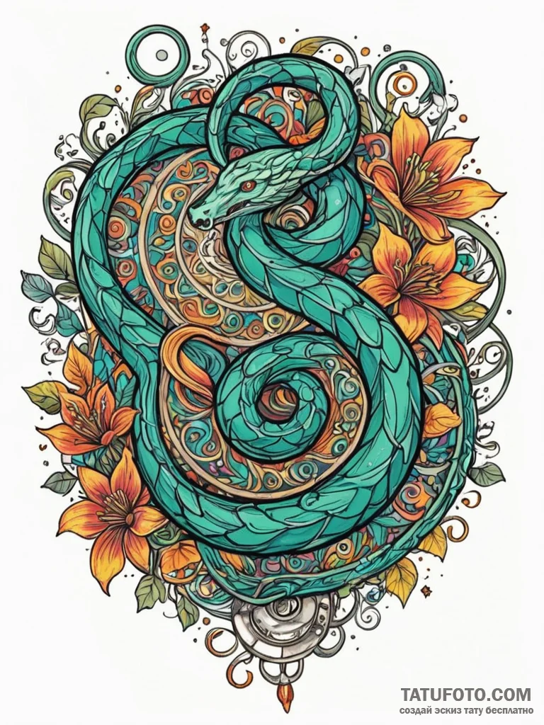 Iron serpent coiling through stars, concept a... - эскиз тату (№1752273726_0, 11.07.2025 22:42) — Tatufoto.com