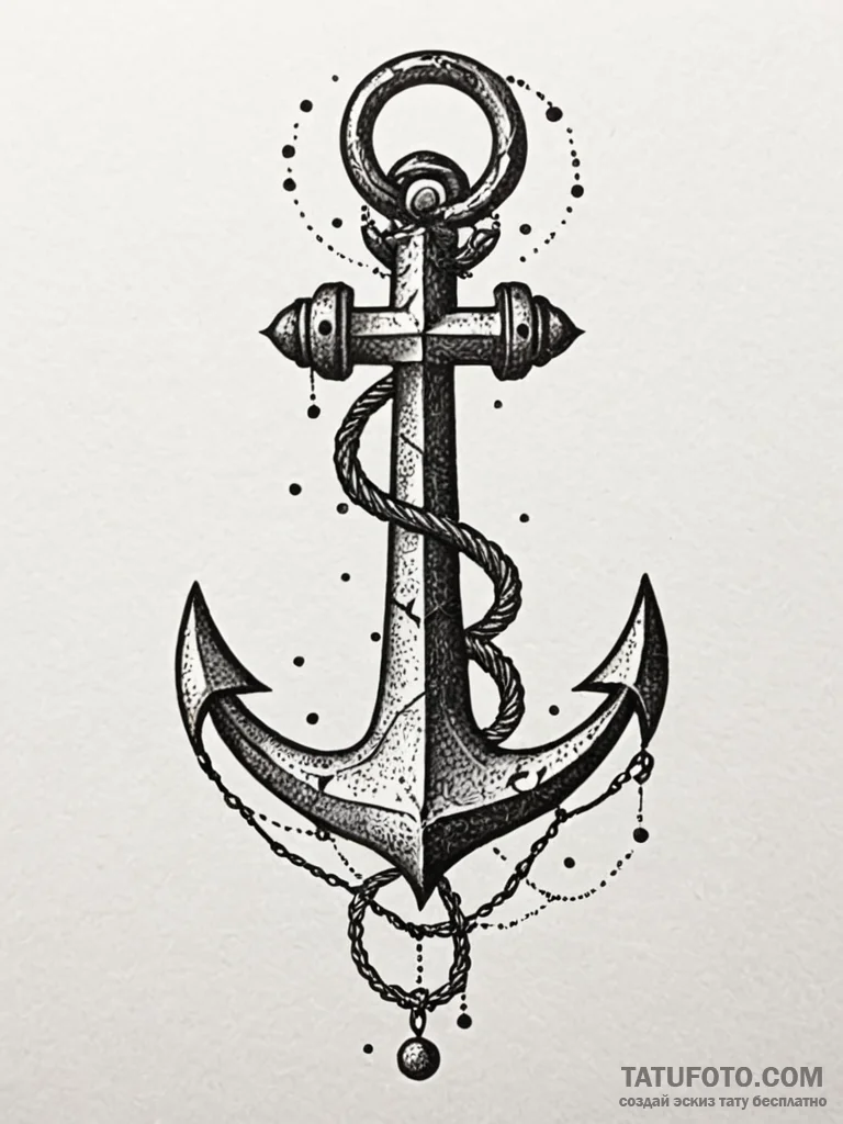 Cosmic anchor tethered to stars, artistic tat... - эскиз тату (№1752273810_0, 11.07.2025 22:43) — Tatufoto.com
