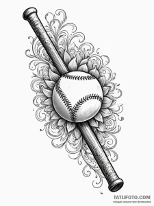A detailed baseball bat and glove, sports,, i... - эскиз тату (№1752274230_0, 11.07.2025 22:50) — Tatufoto.com
