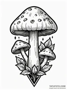 Mushroom cap pierced by arrow, tattoo flash s... - эскиз тату (№1752274313_0, 11.07.2025 22:51) — Tatufoto.com
