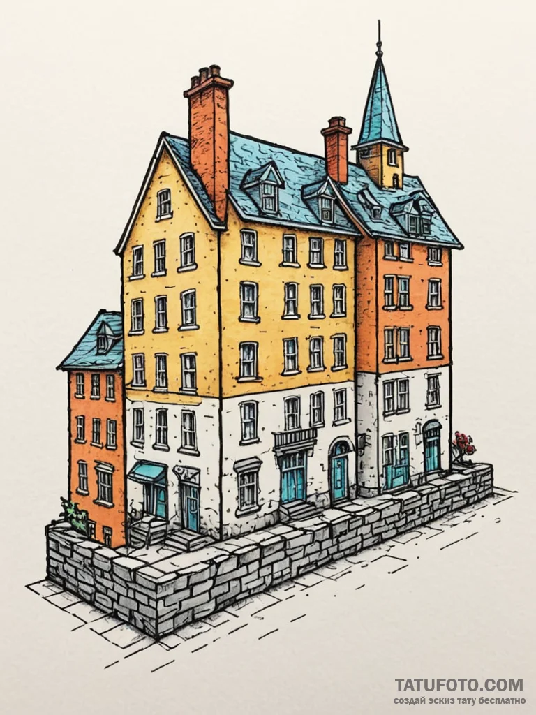 Yard of bricks, signifying building or breaki... - эскиз тату (№1752274397_0, 11.07.2025 22:53) — Tatufoto.com