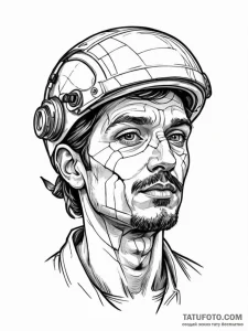 Cracked roman bust with a vr headset strapped... - эскиз тату (№1752274480_0, 11.07.2025 22:54) — Tatufoto.com