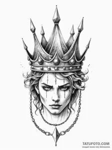 Chain-bound crown levitating, concept art for... - эскиз тату (№1752274986_0, 11.07.2025 23:03) — Tatufoto.com