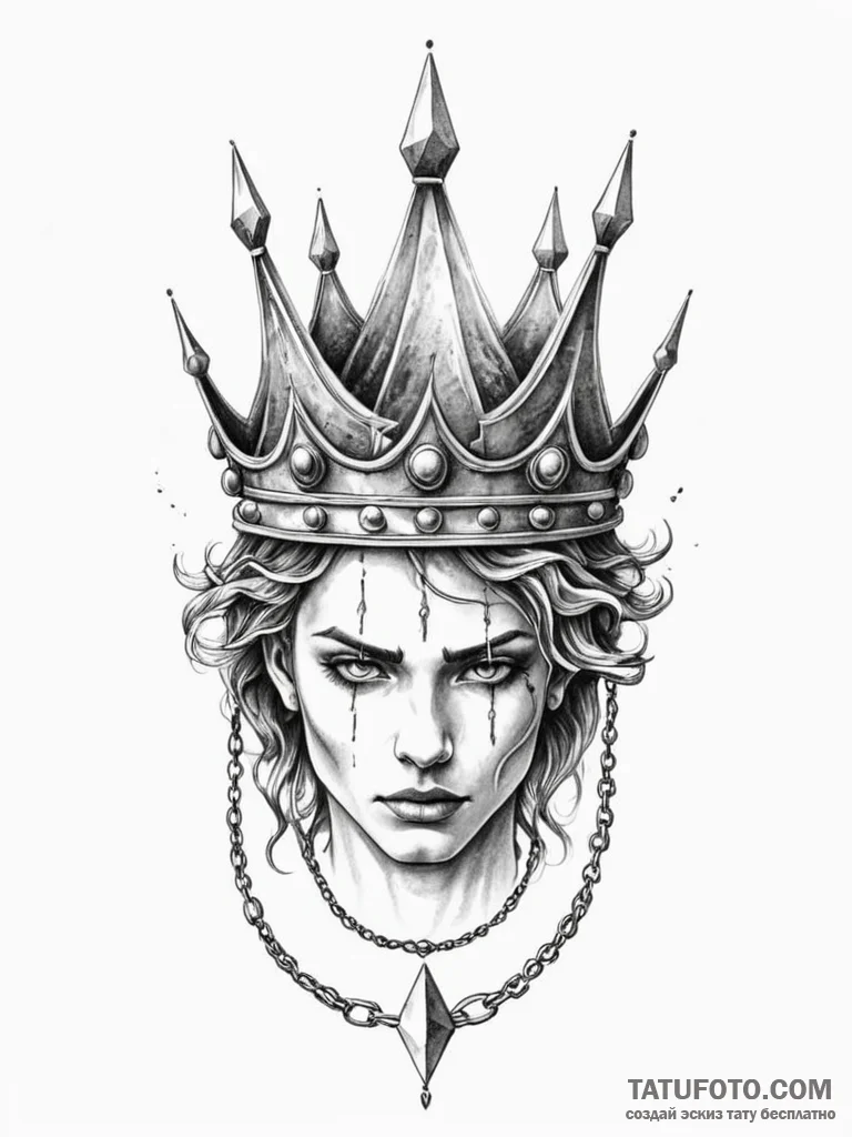 Chain-bound crown levitating, concept art for… — эскиз тату (№1752274986_0, 11.07.2025 23:03) — Tatufoto.com