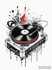 A detailed broken record player needle, stuck... - эскиз тату (№1752275743_0, 11.07.2025 23:15) — Tatufoto.com