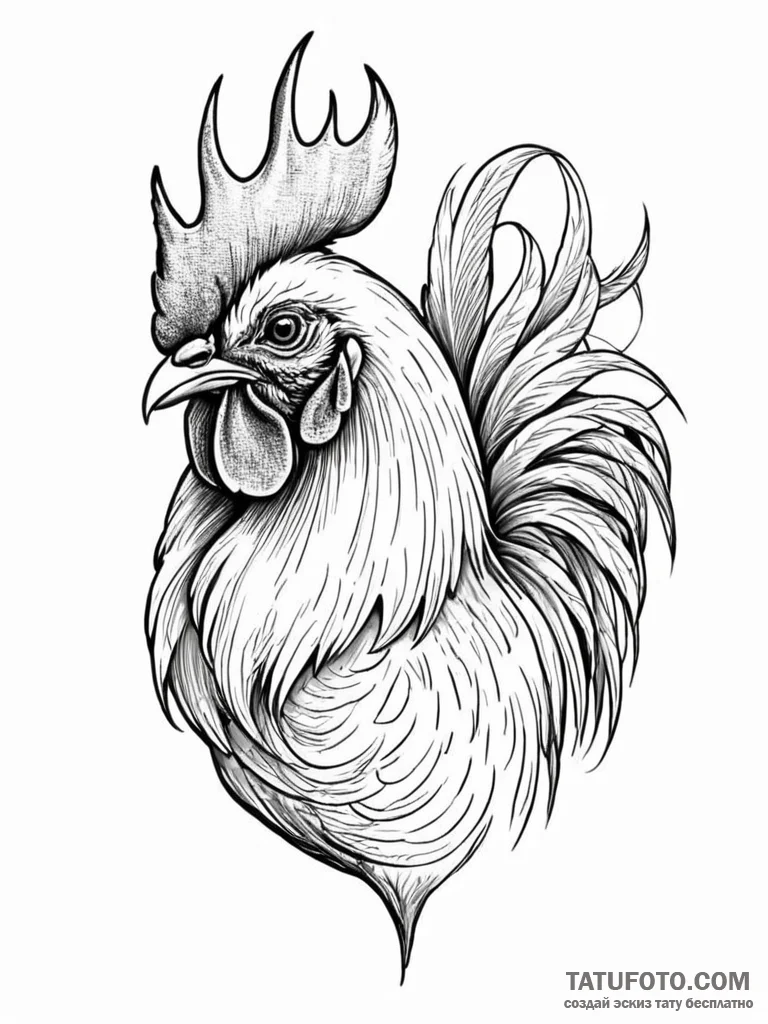 Rooster — эскиз тату (№1752275915_0, 11.07.2025 23:18) — Tatufoto.com