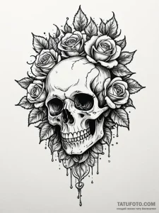 Apocalyptic flower wilting, tattoo line art,... - эскиз тату (№1752276503_0, 11.07.2025 23:28) — Tatufoto.com