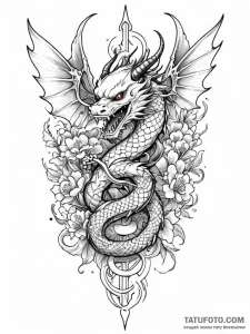 Dagger entwined with skeletal wings, tattoo d... - эскиз тату (№1752276842_0, 11.07.2025 23:34) — Tatufoto.com