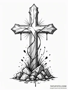 A detailed broken gravestone, forgotten,, con... - эскиз тату (№1752277096_0, 11.07.2025 23:38) — Tatufoto.com
