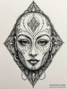 Ivory mask within ritual circle, artistic tat... - эскиз тату (№1752278108_0, 11.07.2025 23:55) — Tatufoto.com