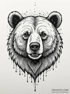 Ashen bear with molten eyes, ink illustration... - эскиз тату (№1752278192_0, 11.07.2025 23:56) — Tatufoto.com