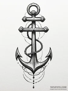 Atomic anchor hovering in data stream, tattoo... - эскиз тату (№1752278276_0, 11.07.2025 23:57) — Tatufoto.com