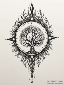 Eclipse blade bound in roots, tattoo drawing... - эскиз тату (№1752278360_0, 11.07.2025 23:59) — Tatufoto.com