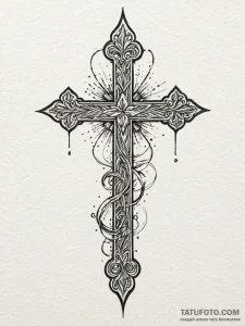 I, ink illustration for tattoo, detailed cros... - эскиз тату (№1752278443_0, 12.07.2025 00:00) — Tatufoto.com