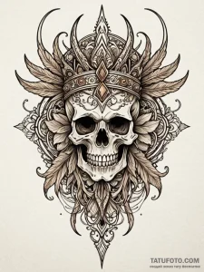 Gleaming blade crowned with bone, tattoo line... - эскиз тату (№1752279199_0, 12.07.2025 00:13) — Tatufoto.com