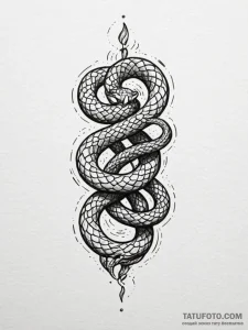 Animated serpent splitting into two, tattoo d... - эскиз тату (№1752279452_0, 12.07.2025 00:17) — Tatufoto.com