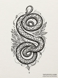 Zephyr serpent weaving through void, tattoo s... - эскиз тату (№1752280885_0, 12.07.2025 00:41) — Tatufoto.com